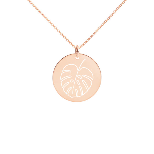 Organic Engraved Silver Disc Necklace